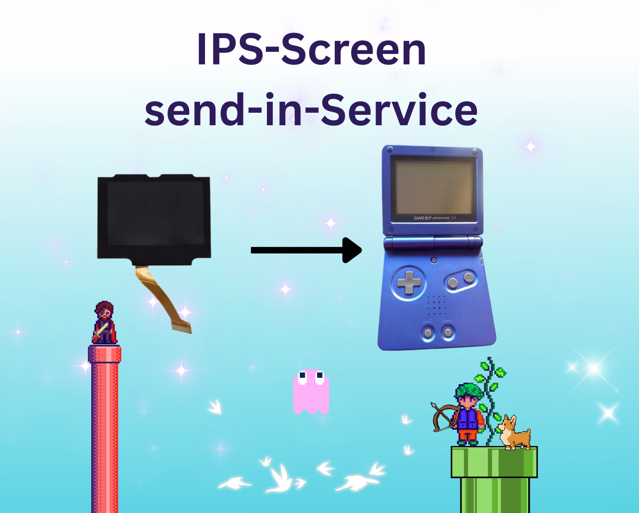 Gameboy Advance SP IPS-Screen send-in-Service